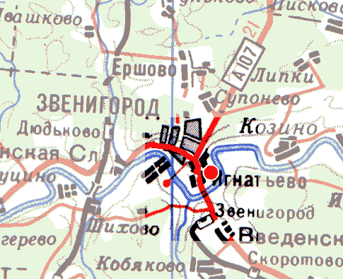 Место полетов Звенигород. Карта.